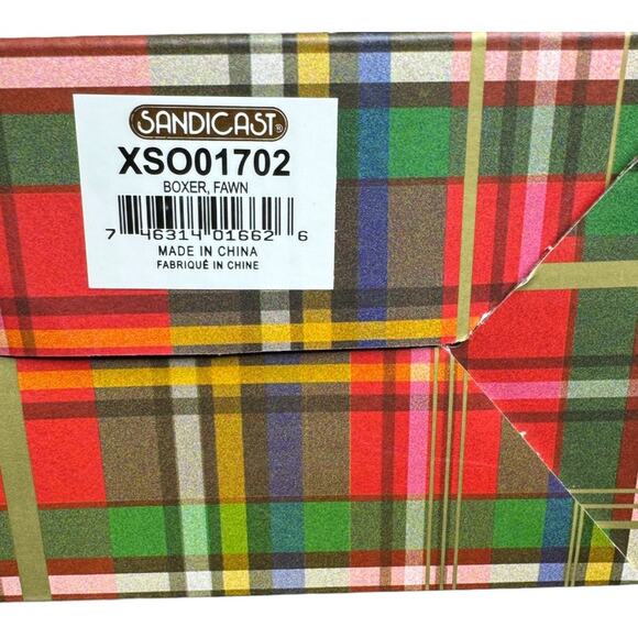 NEW Boxer Sandicast Fawn Dog Ornament wearing Christmas Scarf Holiday Tree Decor - Picture 3 of 6